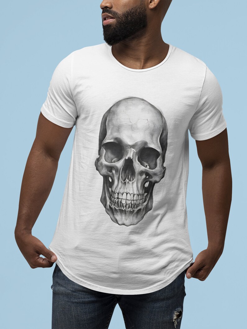 Skull Tshirt for Men, Skull T Shirt, Fashion Tee for Men, Curved-hem ...