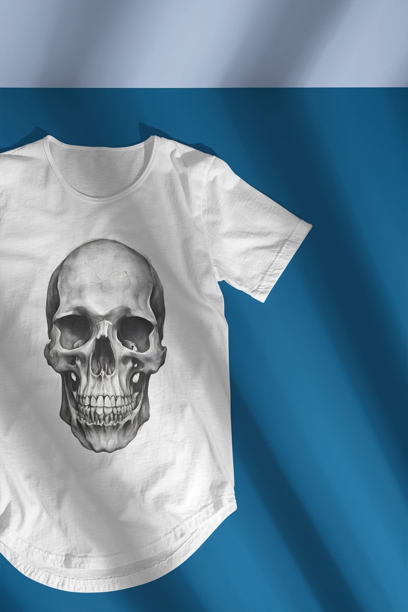 Skull Tshirt for Men, Skull T Shirt, Fashion Tee for Men, Curved-hem ...