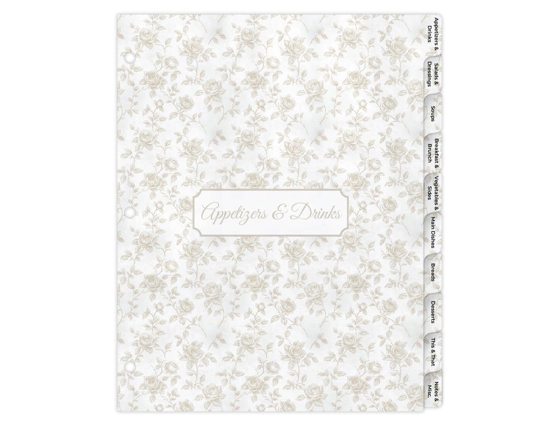 Recipe Binder Divider Tabs | Notebook Dividers for Custom Family Recipe ...