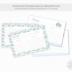 Blue Hydrangea Recipe Binder Pages – Floral 3-Ring Inserts for Bridal Shower Recipe Books, Custom Cookbooks & Handwritten Family Recipes Bild 6