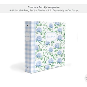 Blue Hydrangea Recipe Binder Pages – Floral 3-Ring Inserts for Bridal Shower Recipe Books, Custom Cookbooks & Handwritten Family Recipes Bild 3