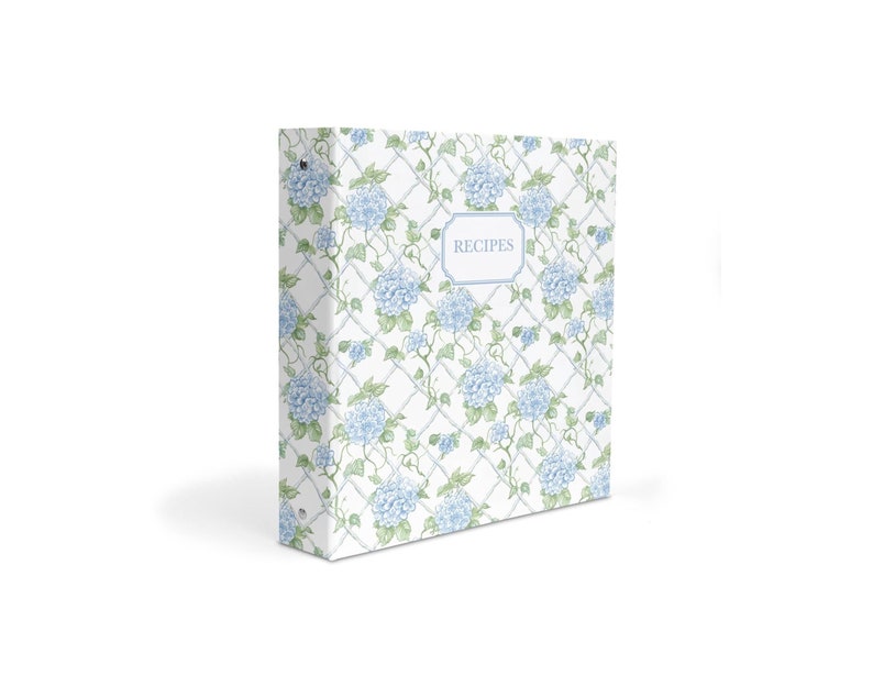 Personalized Blue Hydrangea Recipe Binder, Perfect for Holding Recipe Cards and Paper or for Organizing Your Handwritten Recipes, Ideal Gift