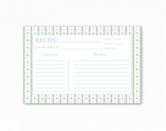 Floral Recipe Cards for Recipe Binders, Boxes, & Custom Family Recipe Books – Grandmillennial Bridal Shower or Hostess Gift