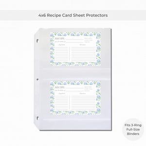 Recipe Card Sheet Protectors | 4x6 Clear Sleeves for Standard 3-Ring Binders | Protects Family Recipes & Keepsakes