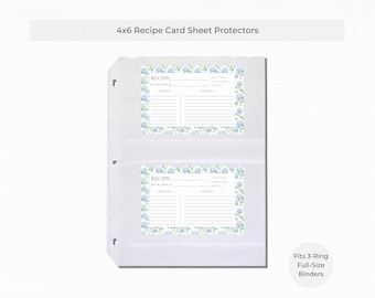 Recipe Card Protectors | 4x6 Clear Sleeves for Standard 3-Ring Binders |  Sheets Protect Family Recipes & Keepsakes