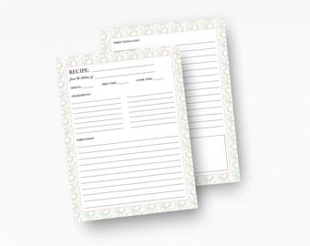 Pink Floral Recipe Binder Pages - Organize Handwritten Family Recipes | Flower Recipe Card Paper for 3 Ring Notebook | Great Bridal Gift