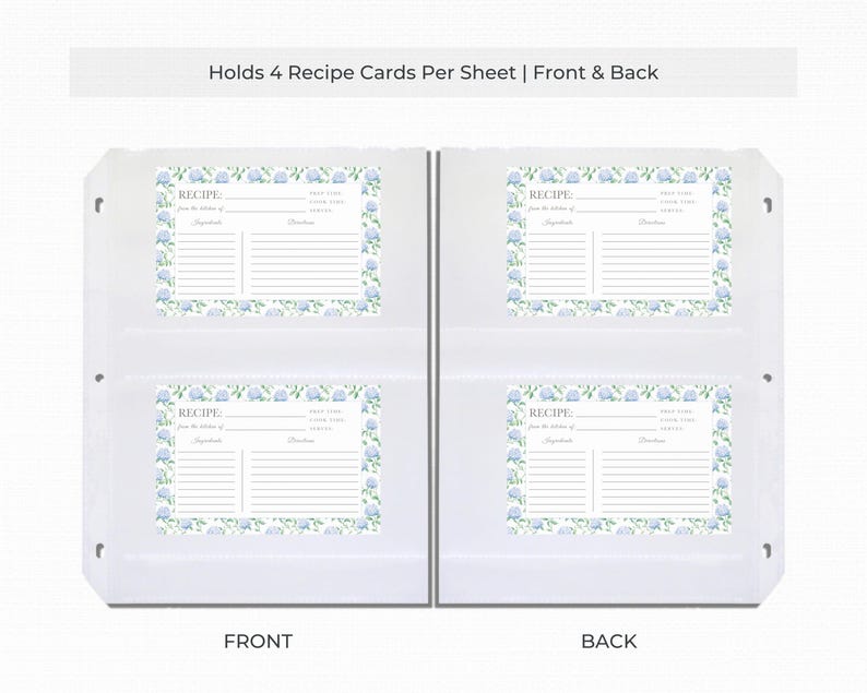 Protectores para tarjetas de recetas / Fundas transparentes de 4x6 para carpetas estándar de 3 anillas / Las hojas protegen las recetas familiares y los recuerdos. imagen 2