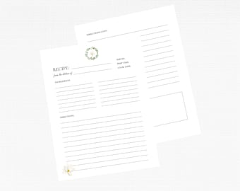 Magnolia Recipe Binder Pages - Recipe Card Paper for 3 Ring Notebooks & Family Cookbooks