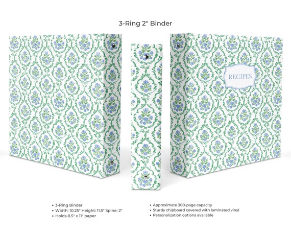 Personalized Floral Recipe Binder | Grandmillennial Recipe Card Holder | Blank Recipe Book is an Ideal Bridal Shower Gift or Family Keepsake Personalized Floral Recipe Binder | Grandmillennial Recipe Card Holder | Blank Recipe Book is an Ideal Bridal Shower Gift or Family Keepsake