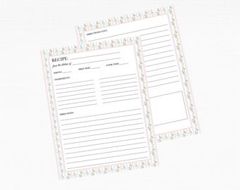 Rose Trellis Recipe Binder Pages for Handwritten Recipes, 3 Ring Binders, & Custom Family Cookbooks - Gift for Bride or Her