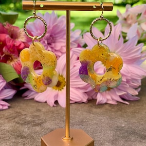 Rainbow Flowered Dangles; Rainbow Flower; Dangle Earrings