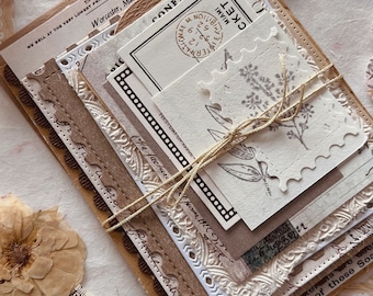 Decoratieve papierbundel | Getextureerd | Reliëf - 20 handgemaakte stukken voor scrapbooking, journaling, mixed media en kaarten maken