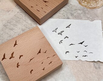 Rubber Stamps | Flying Birds Rubber Stamp | 1 Piece | Wooden Rubber Stamps | Scrapbook and Journal Supplies