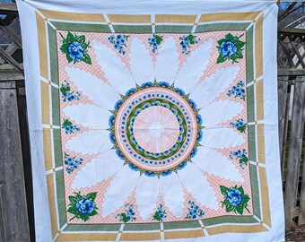 Vintage Mid-Century Square Tablecloth - 48 x 48 inches