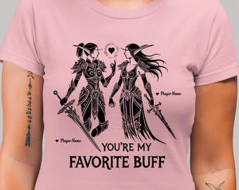 Warcraft Favorite Buff LGBTQ Couple Shirt WoW Gamer Gift Personalize Warcraft Gay Anniversary Valentines Birthday Gift for Her Gaming Couple