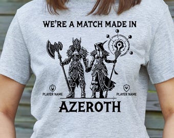 Warcraft Lesbian Azeroth Couple Shirt Personalize Queer Gamer Gift Warcraft Gay Tshirt LGBTQ Anniversary Valentines Birthday Gift for Her