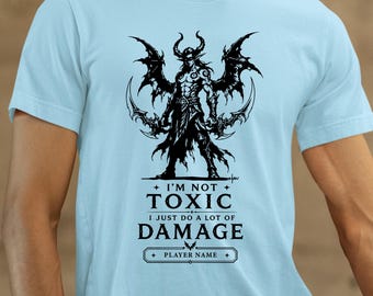 Warcraft Toxic Demon Hunter Shirt Personalize World of Warcraft Alliance DPS Tee Diablo Gamer Gift  WoW Gaming Fantasy Gift Apparel for Him