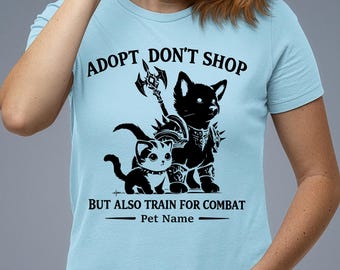 Warcraft Pet Adopt Don't Shop Cat Personalize Shirt World of Warcraft Accessories Pet Tag Gaming Gift Ideas WoW Gamer Girl Tee Pet Collector