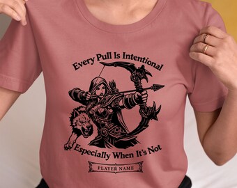 Warcraft Hunter Gamer Girl Shirt Personalize World of Warcraft Female Hunter T-Shirt WoW Horde Custom Alliance Gift Gaming Clothing for Her