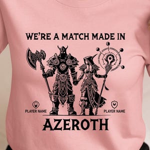 Personalize Warcraft Couple Shirt, World of Warcraft Gamer Couple Shirt, WoW Anniversary Gift for Him Gamer, WoW Valentines Gaming Couples