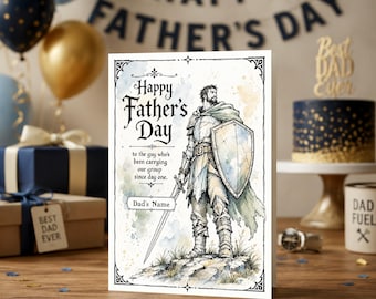 Gamer Father's Day Card Personalize World of Warcraft Gamer Dad Gift Card Idea Warcraft Gaming Father's Day Gift Nerdy Greeting Card for Him