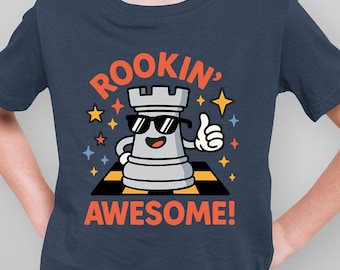 Rookin Awesome Kids Chess Shirt, Funny Chess Player T-Shirt for Boys and Girls, Checkmate Gift Tshirt, Board Game Nerdy Geek Kid Gamer Shirt