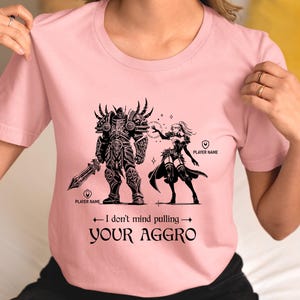 Warcraft Pull Your Aggro Couple Shirt Personalize World of Warcraft Anniversary Birthday Gift for Him Her WoW Valentines Gamer Couples Gift