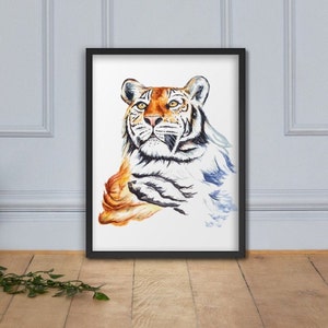 Stampa di pittura ad acquerello di tigre, arte di animali della giungla, decorazione d'interni, decorazione da parete per bambini, arte della natura, arte della fauna selvatica, regalo dello zodiaco cinese della tigre