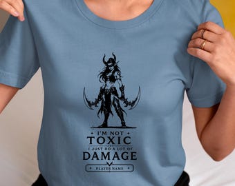 Warcraft Toxic Demon Hunter Shirt Personalize Gamer Girl World of Warcraft Alliance DPS Tee Diablo Gamer Gift  WoW Gaming Fantasy Apparel