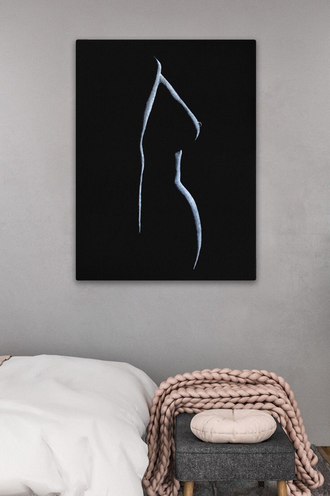 Fresh Look at Minimalist Pastel Black White Figure Painting Interior Design Boho