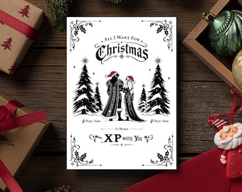 Gamer Couple Christmas Card Personalize World of Warcraft Holiday Greeting Card Gift Idea for Gaming Couple Gift for Boyfriend Girlfriend