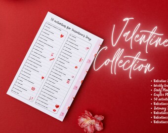 2024 Valentine Collection , Valentine Planner, 50 activities for Valentines Day , Couples Planner , Valentines Playlists, Postcard