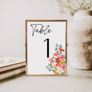 Wild Florals Table Nr, Modern Watercolor Wedding Table No, Reception Table Style, Simple Elegant Flowers Table Nos, Whimsical Wedding Decor