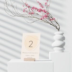 Modern Neutral Wedding Table Decor, Printable Whimsical Wedding Table Number, Taupe Elegant Reception Table Numbers, Stylish DIY Numbers Set