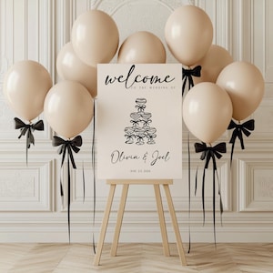 Champagne Tower Chic Wedding Welcome Sign Modern Welcome Hand drawing Personalized Reception Elegant Party Wedding Celebration Decor