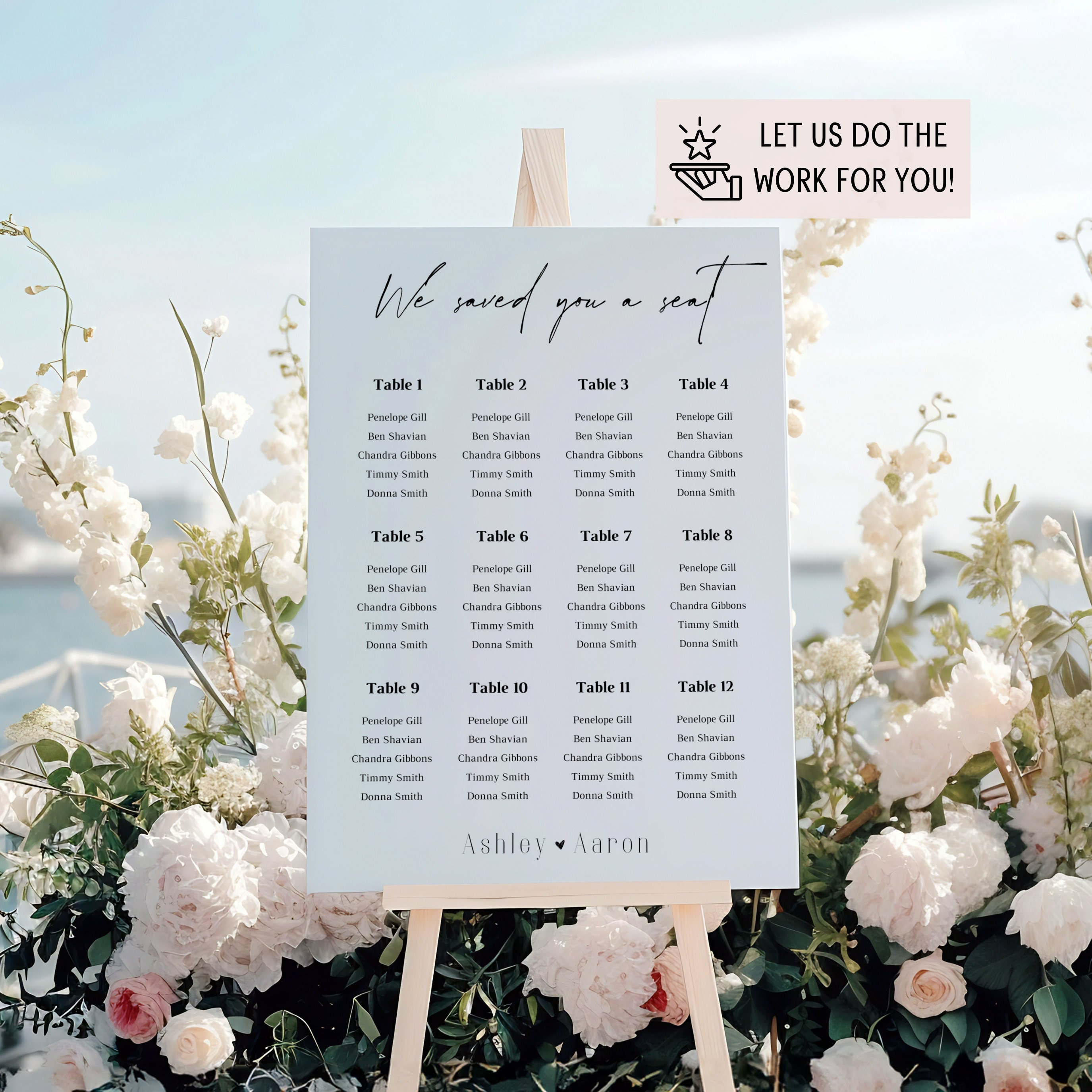 Seating Chart Write In Elegant Wedding Seating Chart, Personalized Reception Seating Plan ...