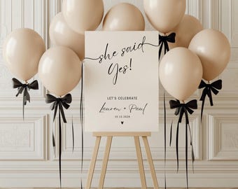 Modern Engagement Party  Sign, Minimalist Welcome Sign, Editable Welcome to Our Engagement Poster, Elegant She Said Yes Celebration Board