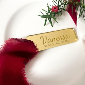 Gold Mirror Wedding Place Card Acrylic Place Name Sign Luxury Wedding Reception Name Tag Seating Order Meal Selection Guest Favor Name Card
