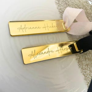 Spiegel acryl plaatskaarten Custom Gepersonaliseerde Bruiloft Naamplaatje Receptie Diner Gast Zitplaats Bestelling Tafeldecor Luxe Gast Gunst Lint