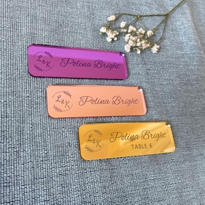 Gold Mirror Wedding Place Card Acrylic Place Name Sign Luxury Wedding Reception Name Tag Seating Order Meal Selection Guest Favor Name Card