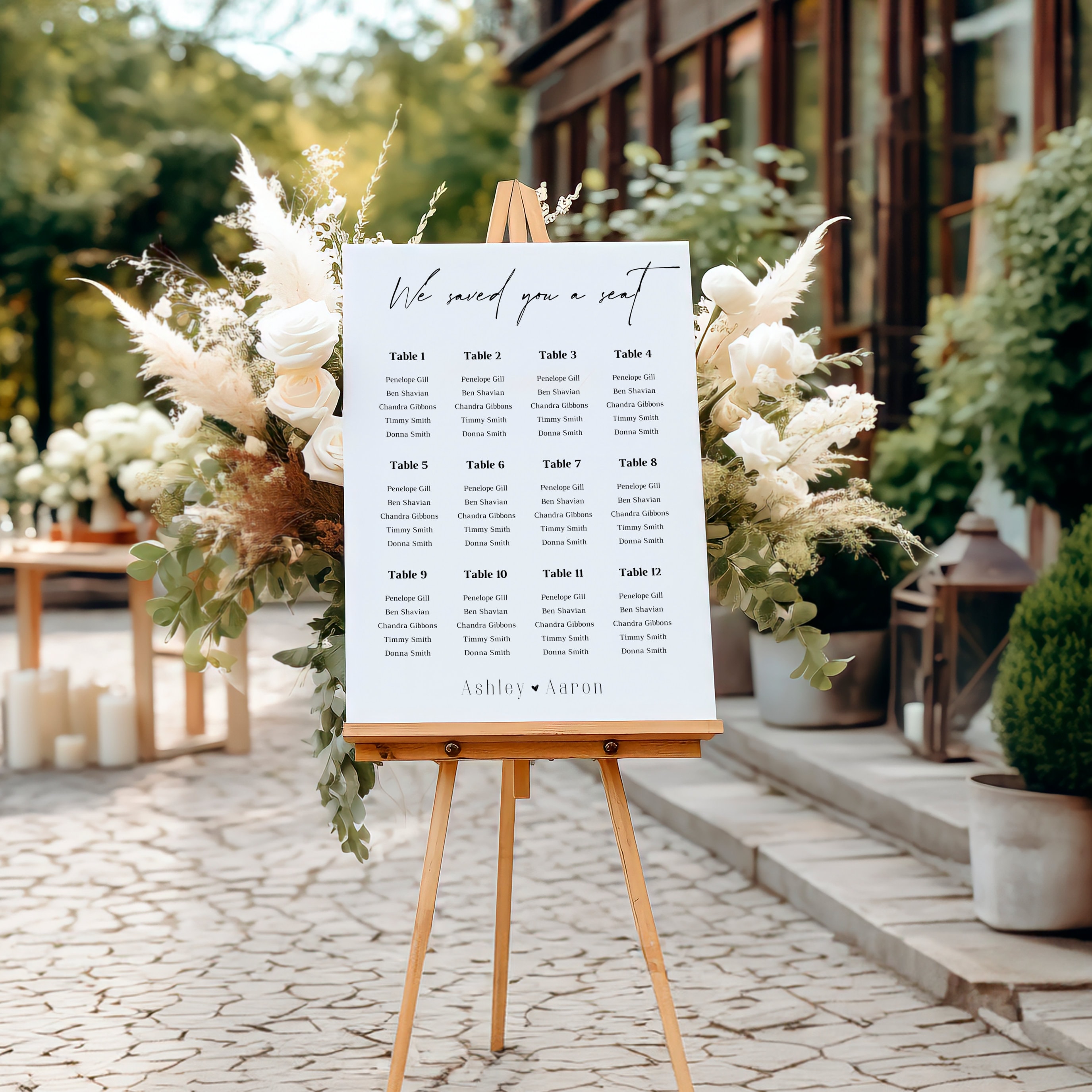 Seating Chart Write In Elegant Wedding Seating Chart, Personalized Reception Seating Plan ...