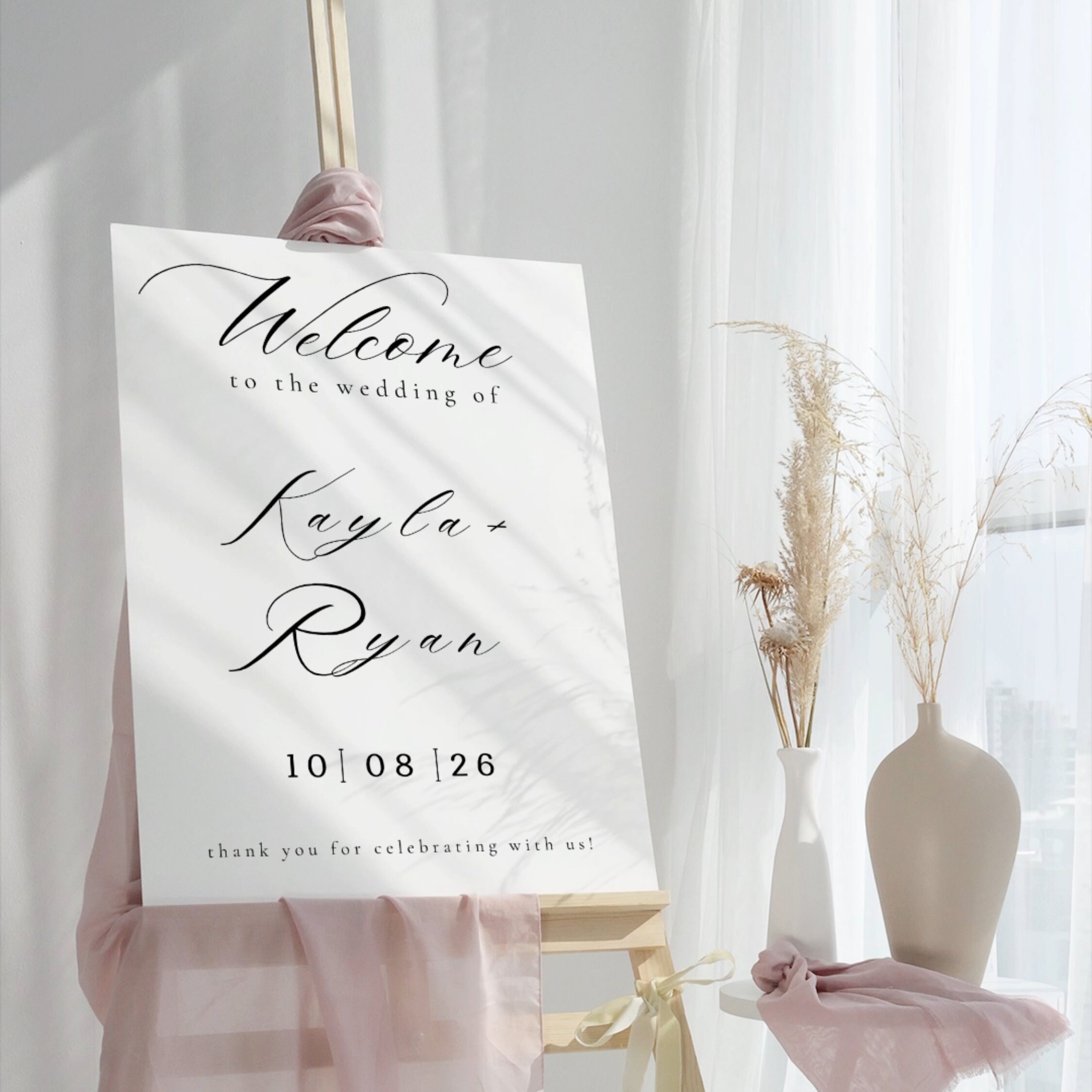 Welcome Modern Script Modern Script Welcome Sign Template, Printable Minimalist Wedding ...