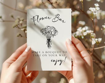 Flower Bar Sign Wedding Flower Wildflower Bouquet Bar Signage Floral Bridal Shower Sign Print Flower Bar Cart Poster Hand Drawn Baby Shower