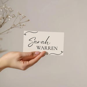 Plantilla de tarjeta de presentación, tarjeta de lugar con ícono de elección de comida, plantilla de tarjeta de lugar de boda boho, tarjetas de nombre imprimibles, tarjeta de lugar minimalista moderna