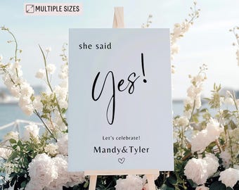 Modern Engagement Party  Sign, Minimalist Welcome Sign, Editable Welcome to Our Engagement Poster, Elegant She Said Yes Celebration Board