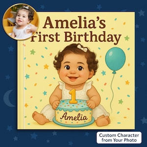 Personalized First Birthday Book, Custom Baby Storybook from Photo, 1st Birthday Gift for Girl or Boy, Personalized Baby Book with Name
