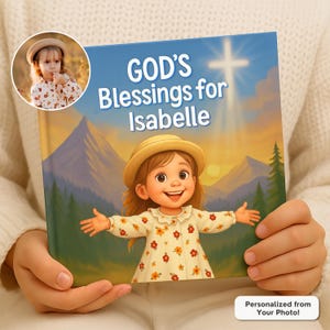 God’s Blessings, Personalized Baptism Gift, Custom Christening Book, Christian Baby Keepsake, Personalized Bible Verses