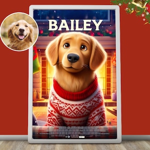 Christmas Pet Portrait, Custom Pet Cartoon, Dog Cartoon Portrait, Unique Gift for Pet Lovers, Pet Christmas Gift, Digital Download
