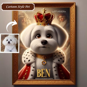 Royal Pet Portrait | Cartoon Dog Portrait | Pet Character Art | Renaissance Pet Portrait | King Queen Portrait | Dog Mom Gift | DIGITAL FILE