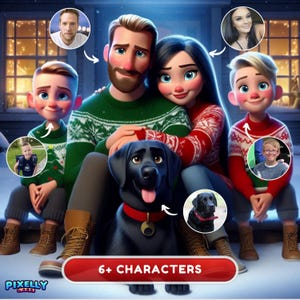 Benutzerdefinierte Cartoon Familienporträt, Großes Familienporträt, Benutzerdefinierte Familie Weihnachtsporträt, Großes Familienporträt, Karikaturporträt, Digitale Datei